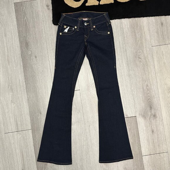 True Religion Joey Twisted Seam Flared Women's Low Rise Denim Jeans - Size 26x34 - Picture 2 of 10